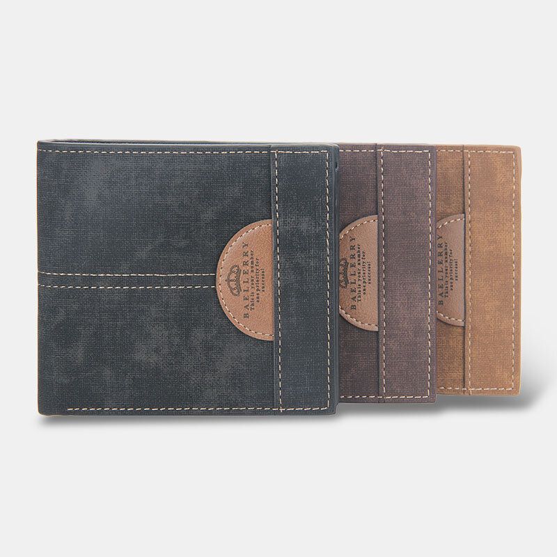 Män Tunn Bifold Denim Mönster Pu-läderplånbok Flerkortsfack Korthållare Myntväska Med Stor Kapacitet
