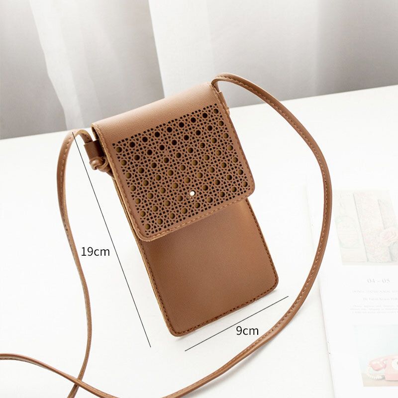 Dam Casual Solid Hollow Out Touch Screen 63 Tums Telefonväska Axelväska Crossbody-väska