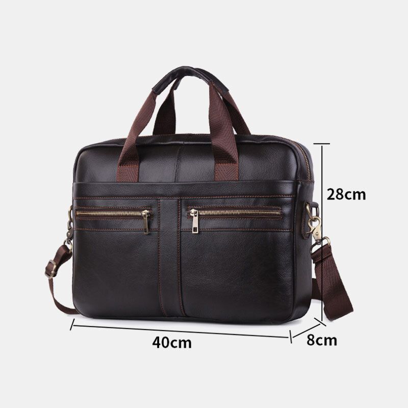 Herr Äkta Läder Multifunktions Retro Handväska Med Stor Kapacitet Cross Body Väska
