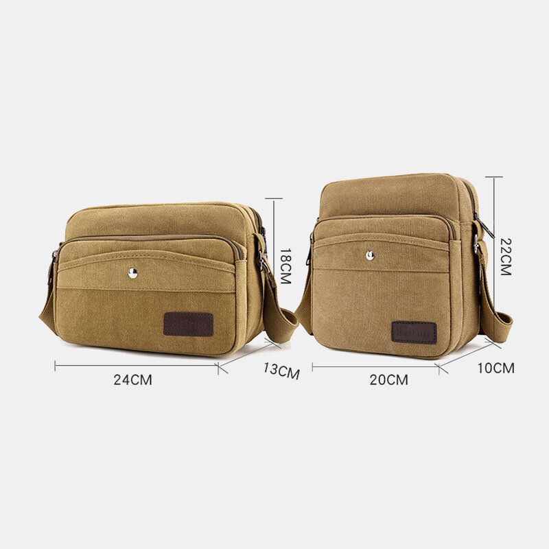 Herr Canvas Axelväska Crossbody-väska För Utomhusbruk