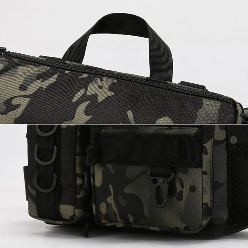 Herr Fish Bag Multi-fickor Outdoor Tactical Bag Crossbody Bag Midjeväska Oxford Camo Mönster