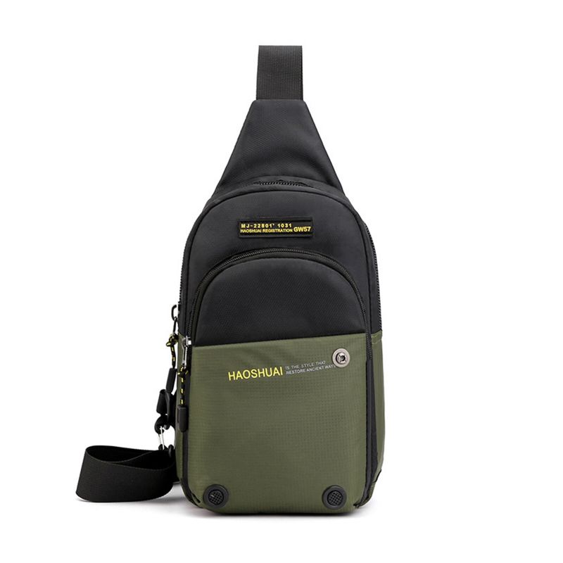 Herr Nylontyg Sport Lättvikt Casual Crossbody-väska Stor Kapacitet Justerbar Rem Fiskebröstväska