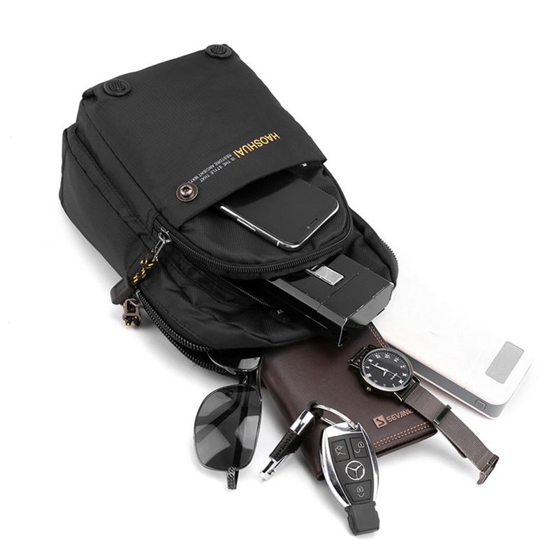 Herr Nylontyg Sport Lättvikt Casual Crossbody-väska Stor Kapacitet Justerbar Rem Fiskebröstväska