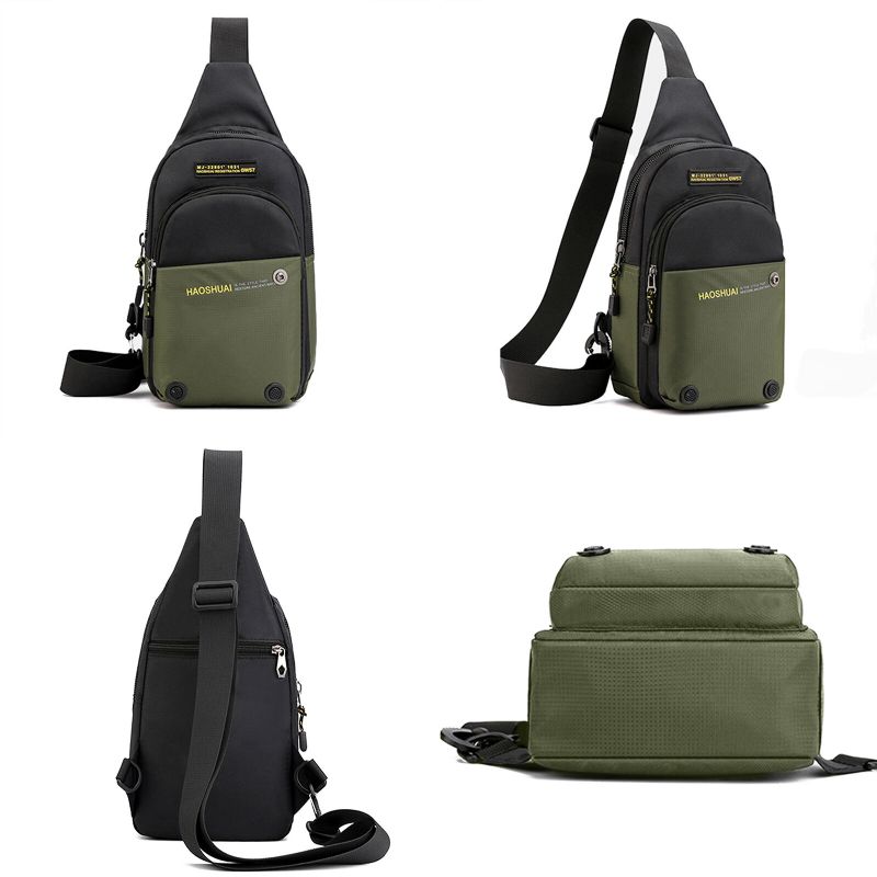 Herr Nylontyg Sport Lättvikt Casual Crossbody-väska Stor Kapacitet Justerbar Rem Fiskebröstväska