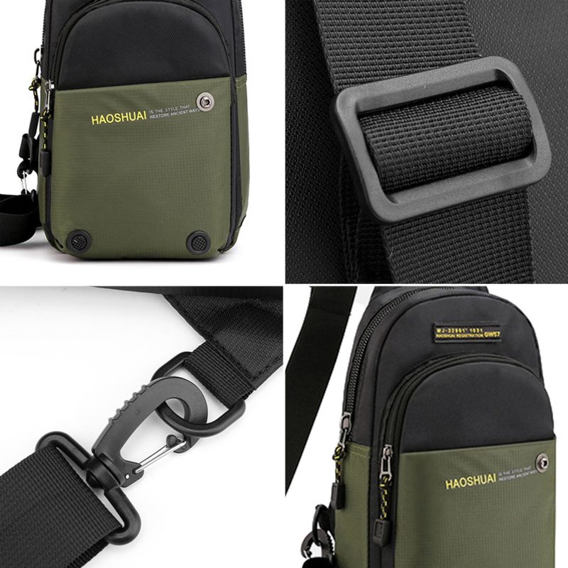 Herr Nylontyg Sport Lättvikt Casual Crossbody-väska Stor Kapacitet Justerbar Rem Fiskebröstväska