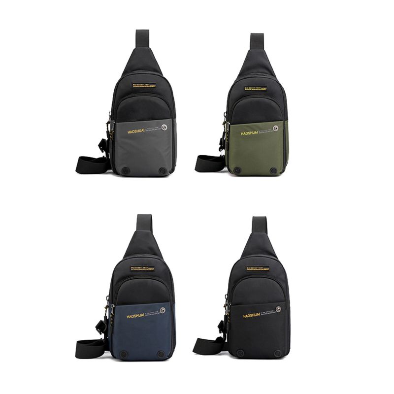 Herr Nylontyg Sport Lättvikt Casual Crossbody-väska Stor Kapacitet Justerbar Rem Fiskebröstväska