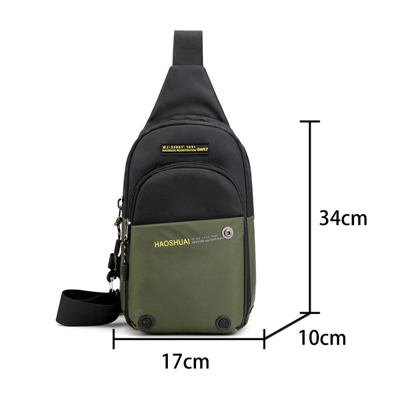 Herr Nylontyg Sport Lättvikt Casual Crossbody-väska Stor Kapacitet Justerbar Rem Fiskebröstväska