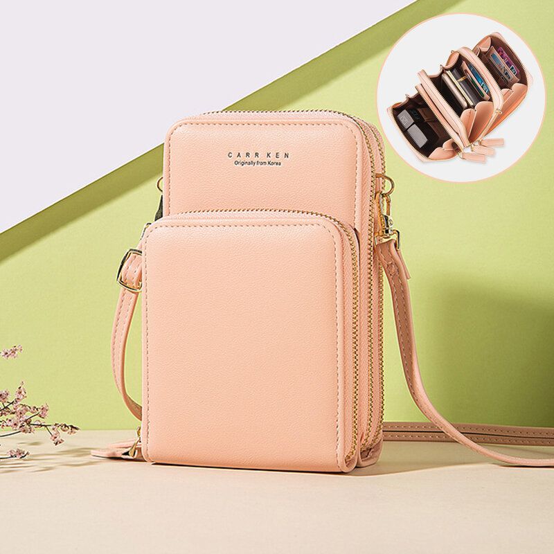 Kvinnor 5 Kortplatser 63 Tums Telefonväska Solid Crossbody-väska
