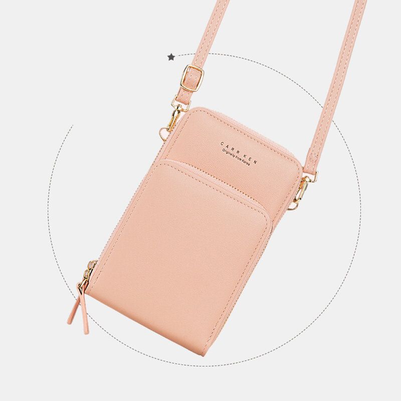Kvinnor 5 Kortplatser 63 Tums Telefonväska Solid Crossbody-väska