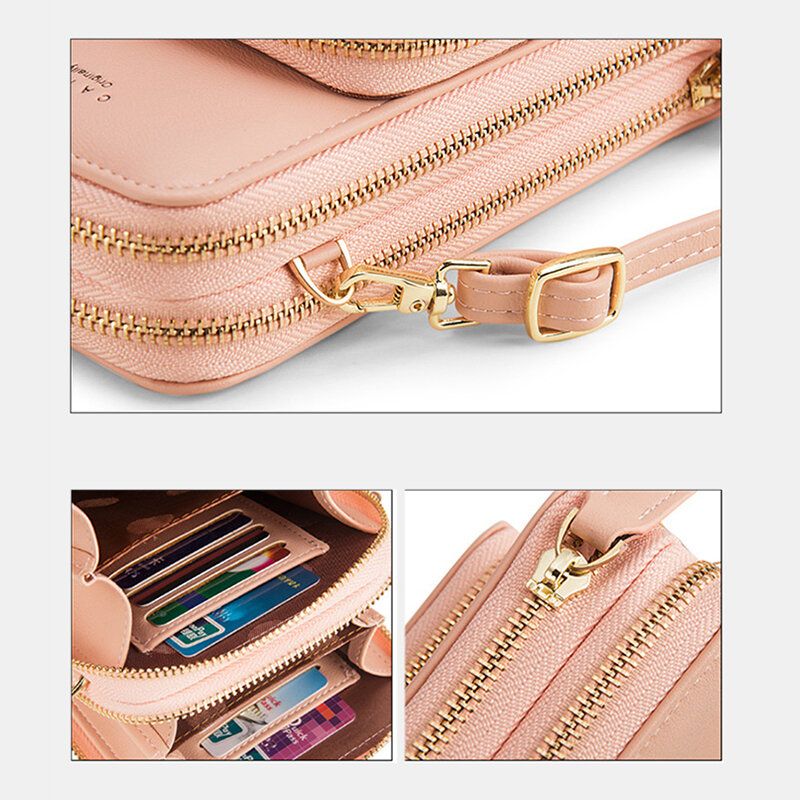 Kvinnor 5 Kortplatser 63 Tums Telefonväska Solid Crossbody-väska
