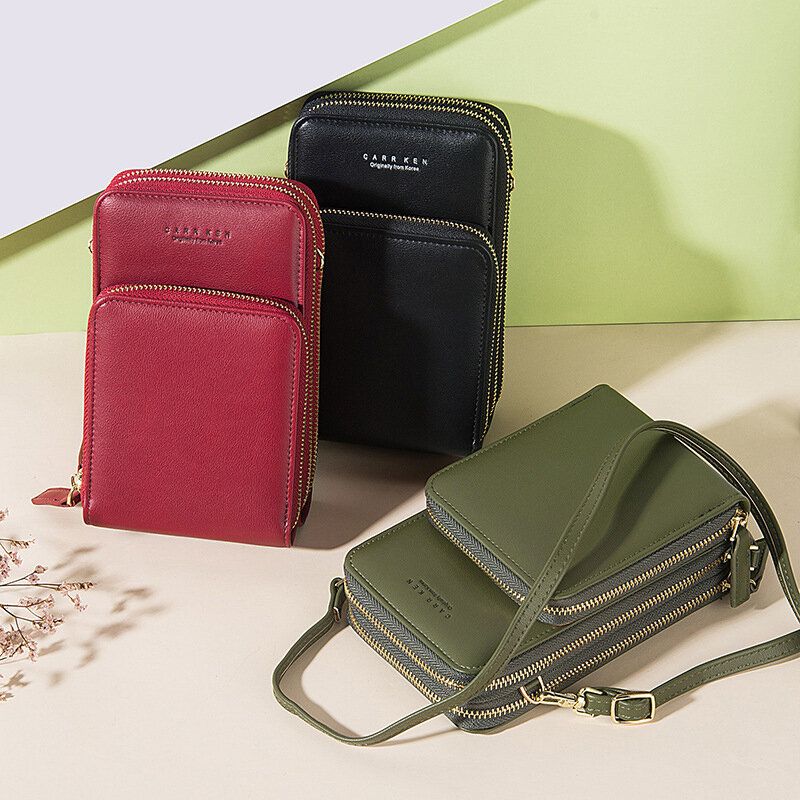 Kvinnor 5 Kortplatser 63 Tums Telefonväska Solid Crossbody-väska