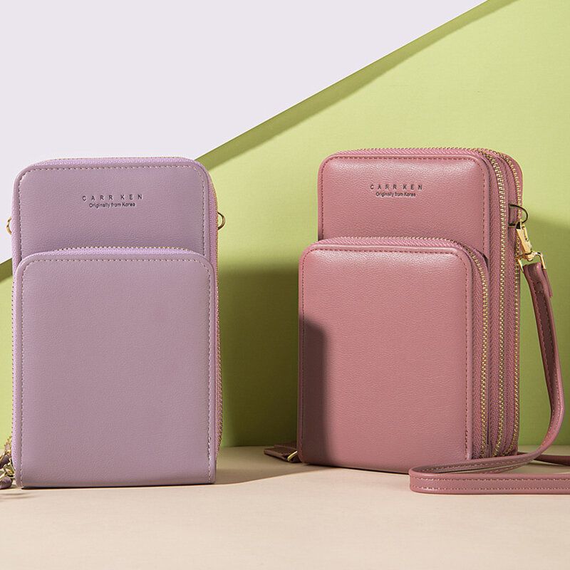 Kvinnor 5 Kortplatser 63 Tums Telefonväska Solid Crossbody-väska