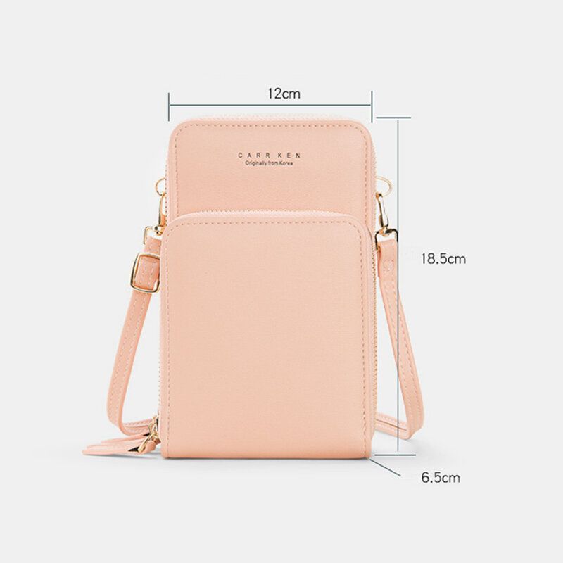Kvinnor 5 Kortplatser 63 Tums Telefonväska Solid Crossbody-väska