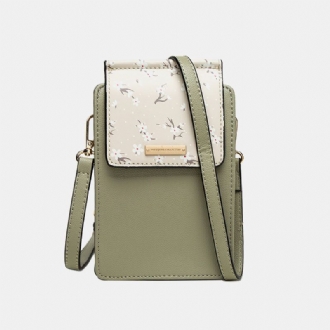 Kvinnor 65 Tums Telefonhållare 6 Kortplats Floral Crossbody-väska