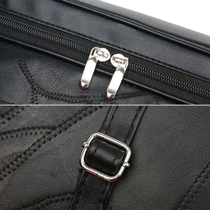 Kvinnor Äkta Läder Geometriskt Mönster Färgmatchning Vintage Handväskor Med Stor Kapacitet Axelväska Crossbody-väskor