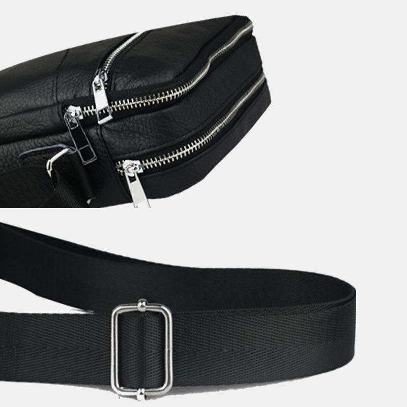 Män Äkta Läder Multifunktion Vattentät Stöldskydd Telefonväska Crossbody Bag Axelväska