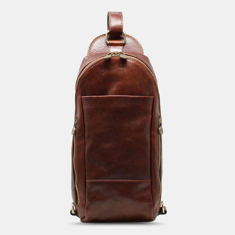 Män Pu Läder Stöldskydd Vintage Casual Axelväska Crossbody Bag Bröstväska Sling Bag Hippie Bag