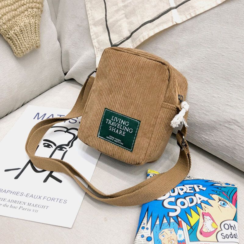 Unisex Corduroy Retro Mini Universal Outdoor Phone Bag Crossbody Bag Axelväska