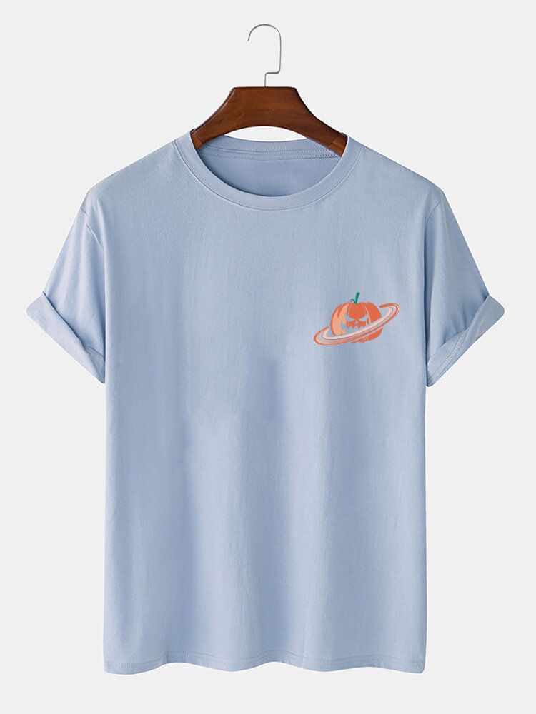 100% Bomull För Män Halloween Pumpatryck Kortärmade T-shirts