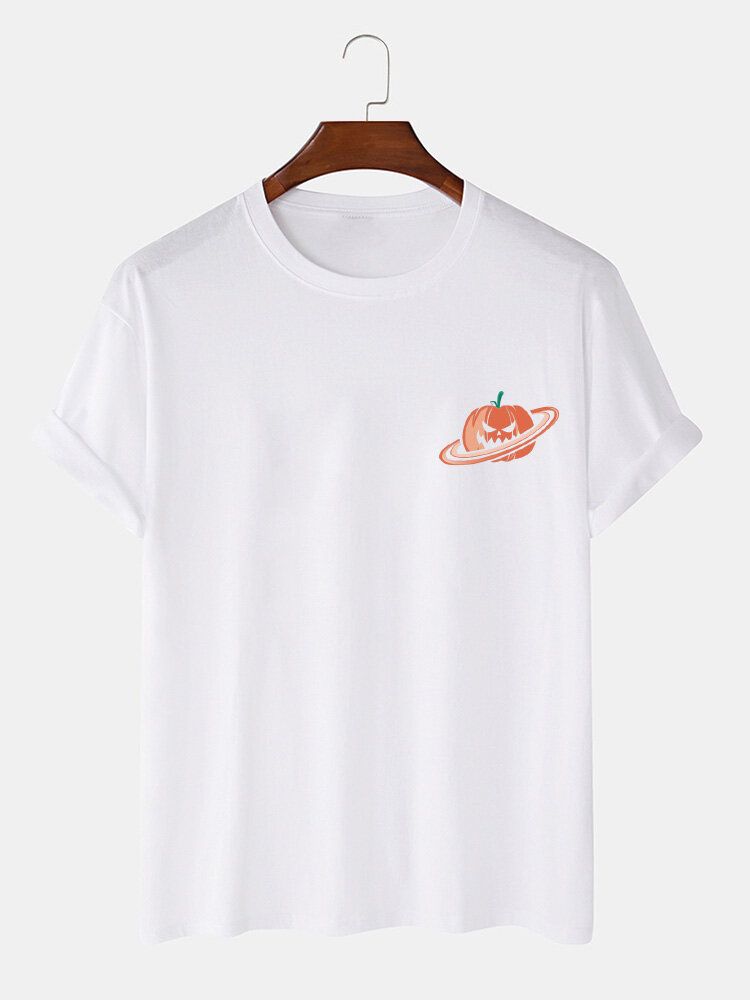 100% Bomull För Män Halloween Pumpatryck Kortärmade T-shirts