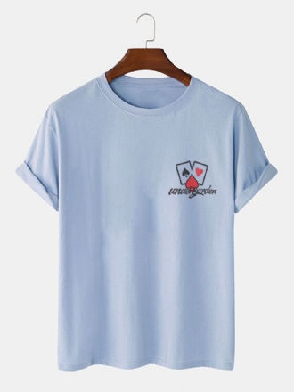 Casual 100% Bomull Män Kortärmade T-shirts Med Kortärmade Pokerbrösttryck
