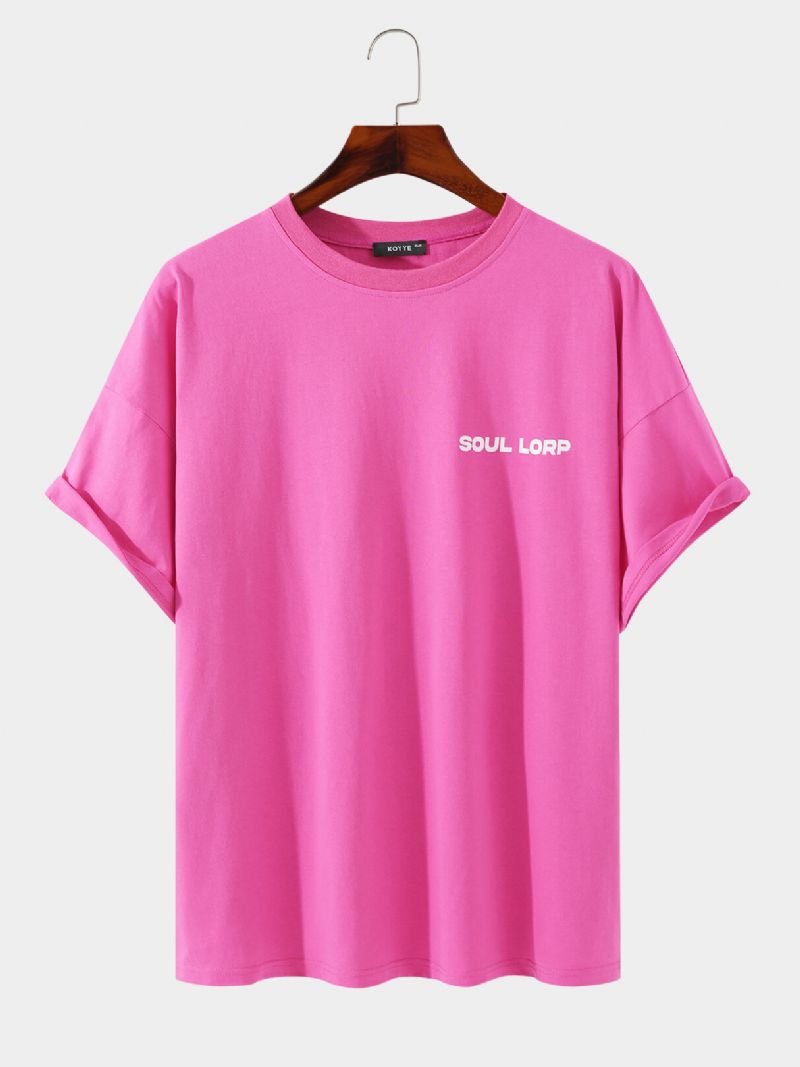 Herr 100% Bomull Påskharar Tryck Letter Street Lös Casual T-shirt