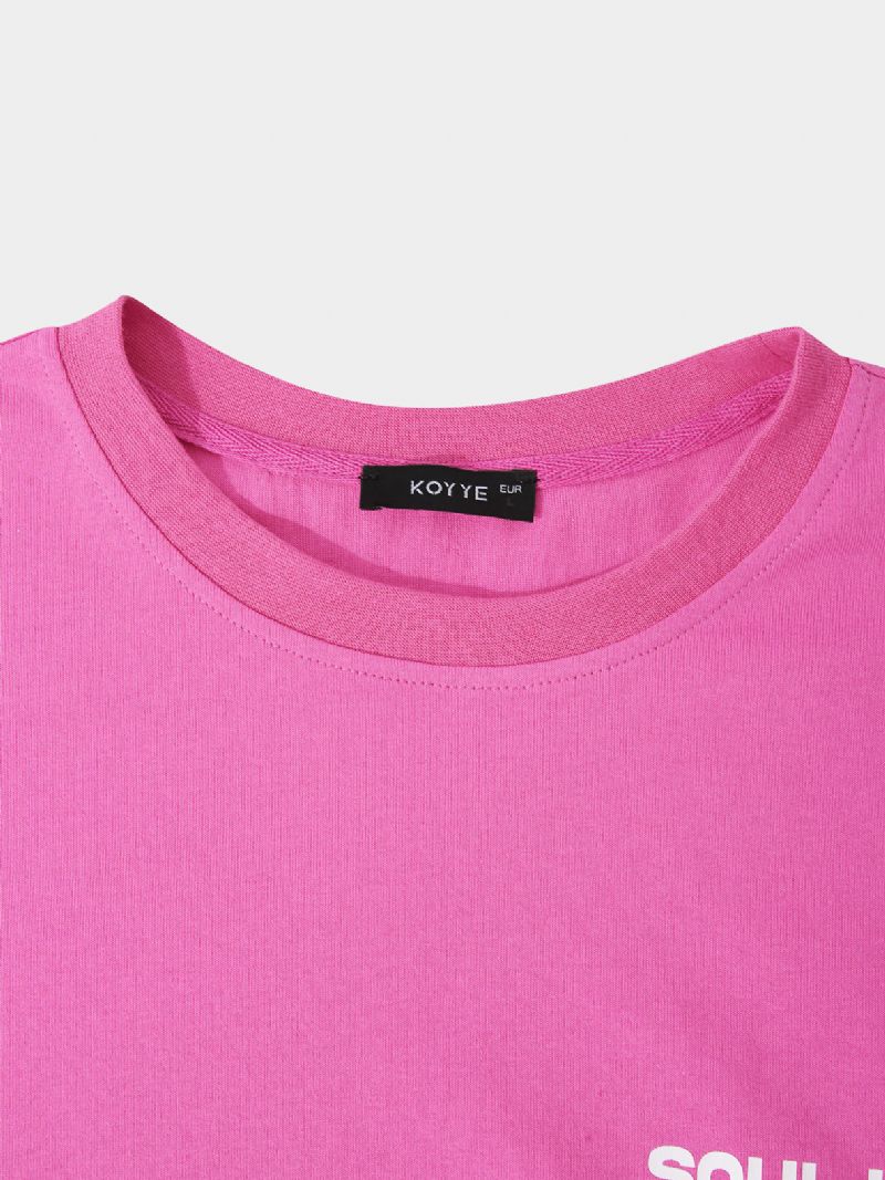 Herr 100% Bomull Påskharar Tryck Letter Street Lös Casual T-shirt