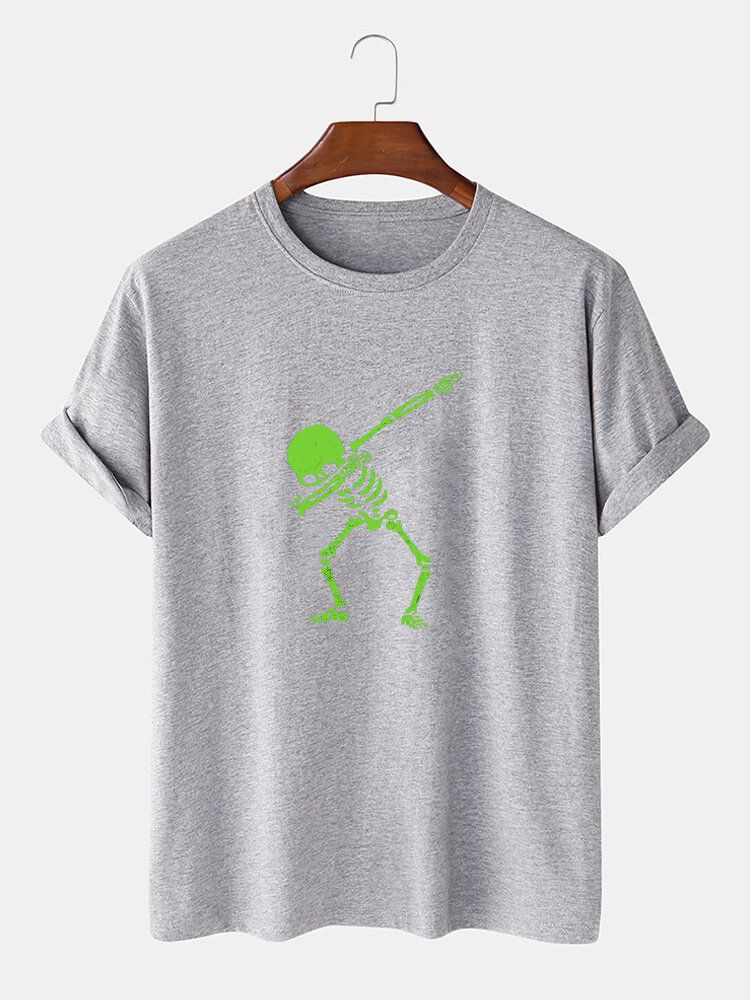 Herr 100% Bomull Skeletttryckta O-ringade Kortärmade T-shirts