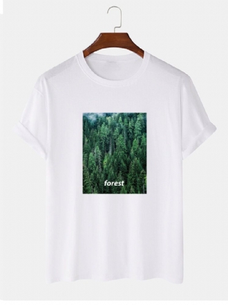 Herr 100% Bomull Skogstryck Casual Kortärmade T-shirts