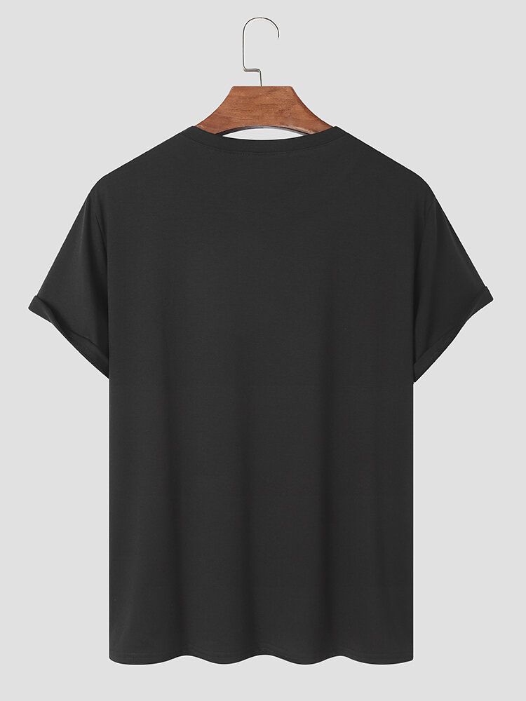 Herr Bomullskopp Flaggatryck Fritid Alla Matchade Hudvänliga T-shirts Med Rund Hals