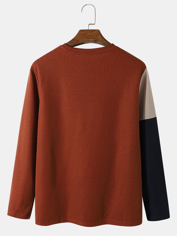 Herr Med Rund Hals Långärmad Color Block T-shirt