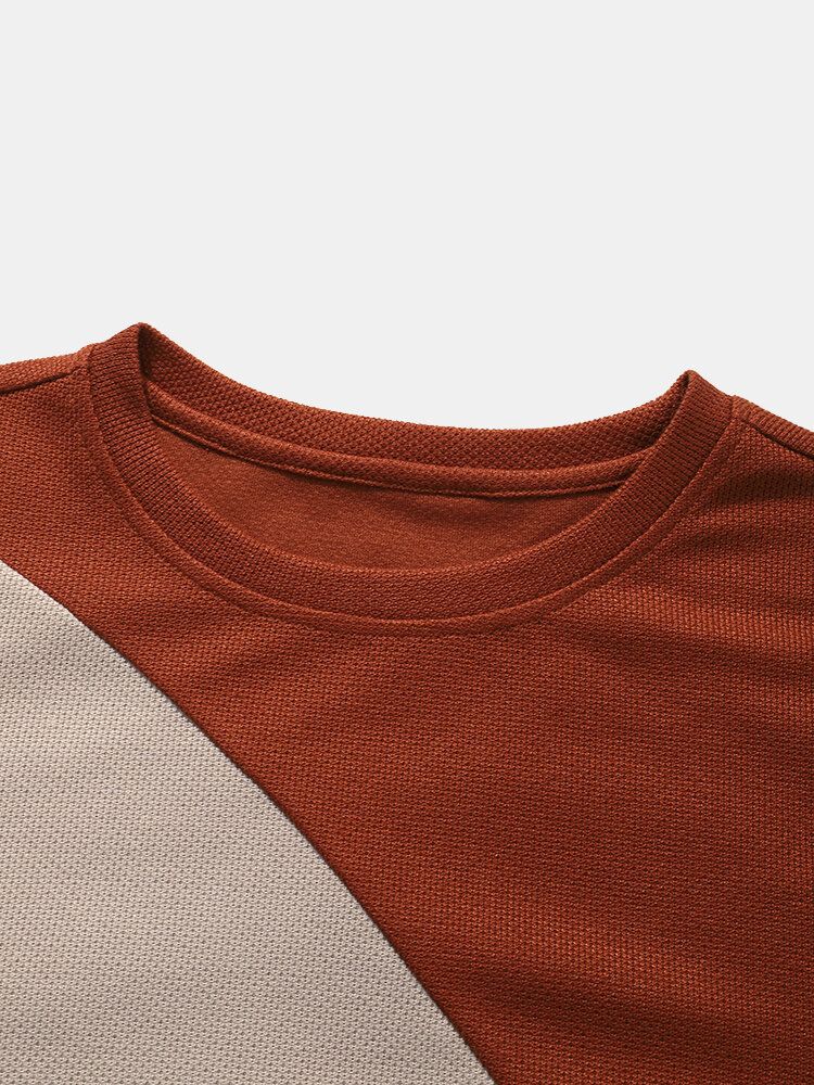 Herr Med Rund Hals Långärmad Color Block T-shirt
