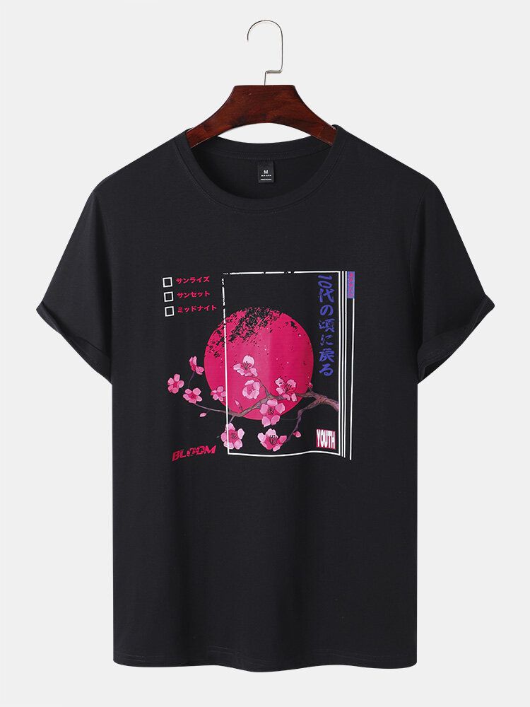 Japanska Körsbärsblommor För Män Med Kortärmade T-shirts I Bomull