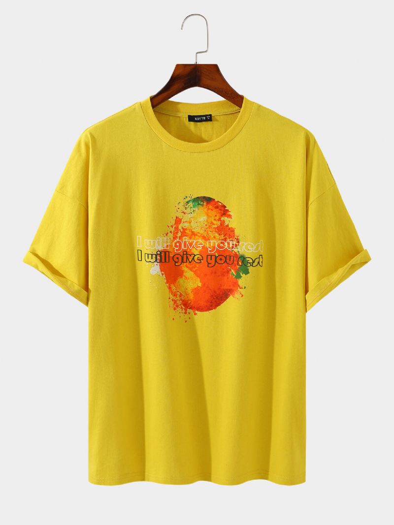 Män 100% Bomull Påskägg Graffiti Super Mjuk Letter Andas T-shirt
