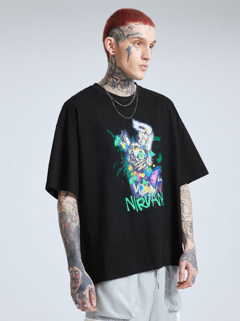 Män 100% Bomull Påskharar Graffiti Letter Mjuk Andas T-shirt