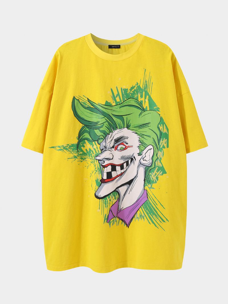 Män 100% Bomull Tecknad Clown Graffiti Lös Andas T-shirt