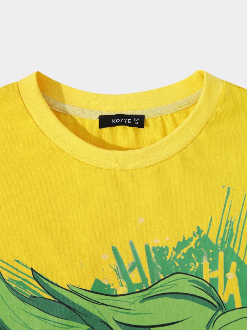 Män 100% Bomull Tecknad Clown Graffiti Lös Andas T-shirt