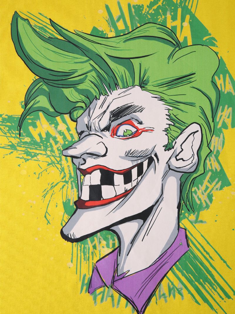 Män 100% Bomull Tecknad Clown Graffiti Lös Andas T-shirt