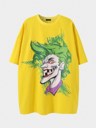 Män 100% Bomull Tecknad Clown Graffiti Lös Andas T-shirt