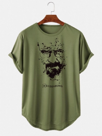 Män Bläck Porträtt Brevtryck Lätt Casual Hög Låg Kortärmad T-shirts
