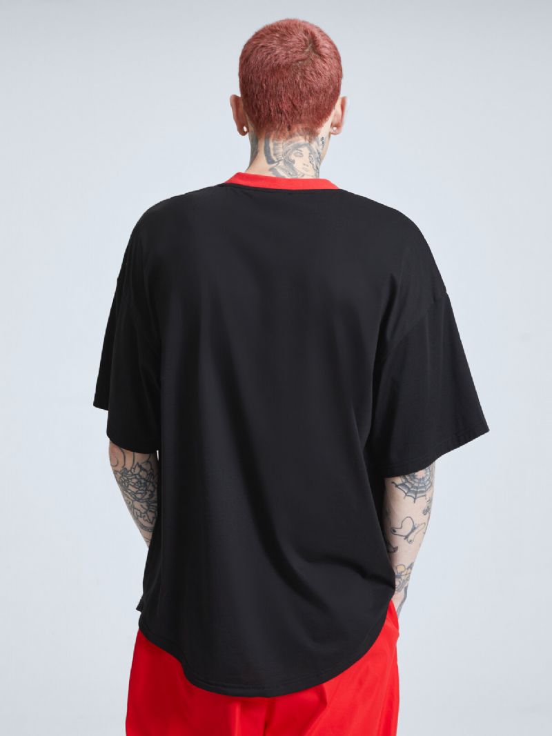 Män Läppar Grafiskt Band Designad Patchwork Crew Neck Street Casual T-shirt