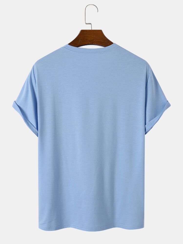 Män Letter Graffiti Print Casual All Matchat Hudvänliga T-shirts Med Rund Hals
