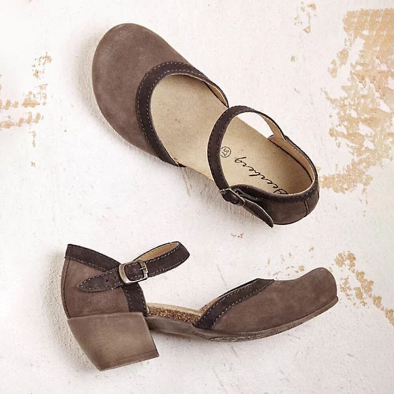 Kvinnor Rund Tå Spänne Block Häl Casual D'orsay Pumps