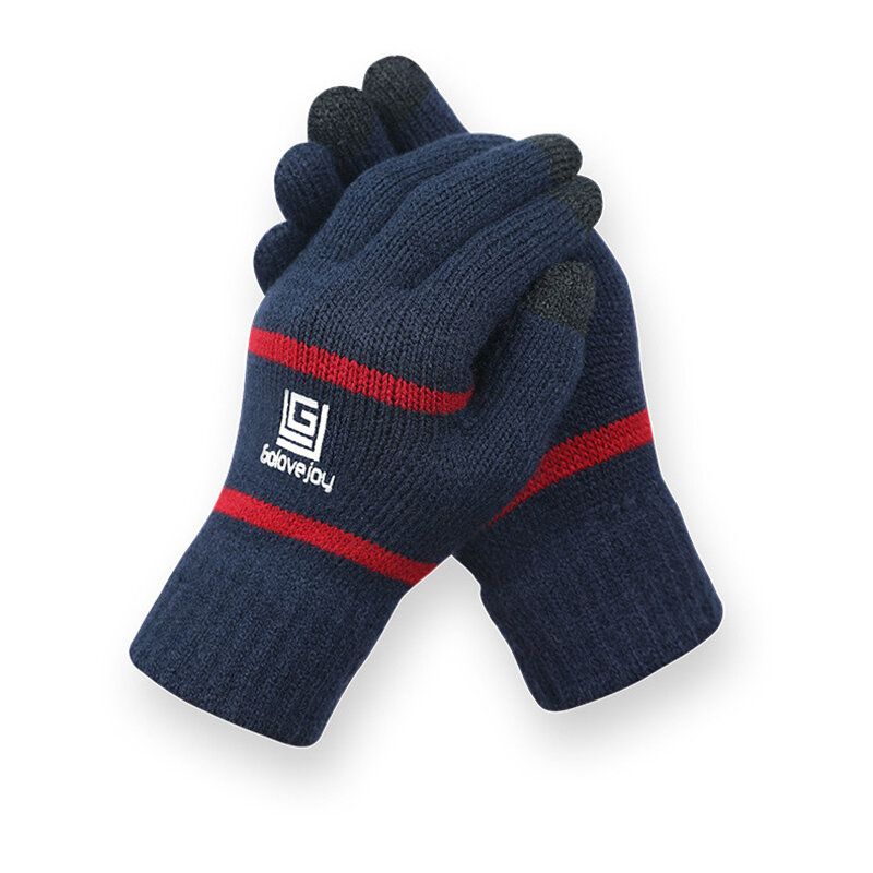 Unisex Vinter Touch Screen Utomhus Ridning Stickade Varma Förtjockade Handskar