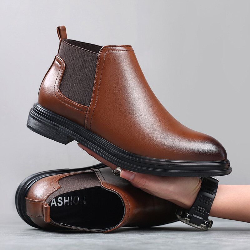 Män Andas Spetsiga Tå Mjuk Sula Bekväm Slip On Casual Chelsea Boots