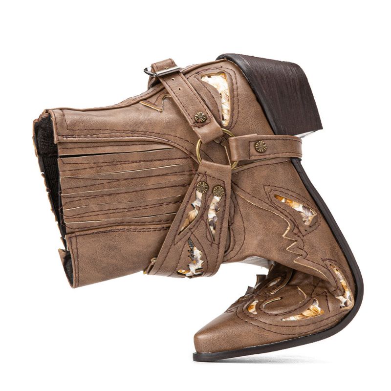 Män Läder Andas Mjuk Sula Retro Spetsiga Tå Bekväma Slip On Casual Knight Boots