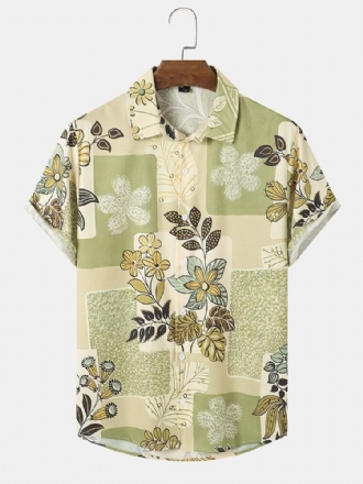 Blomväxter För Män Print Holiday Kortärmade Skjortor