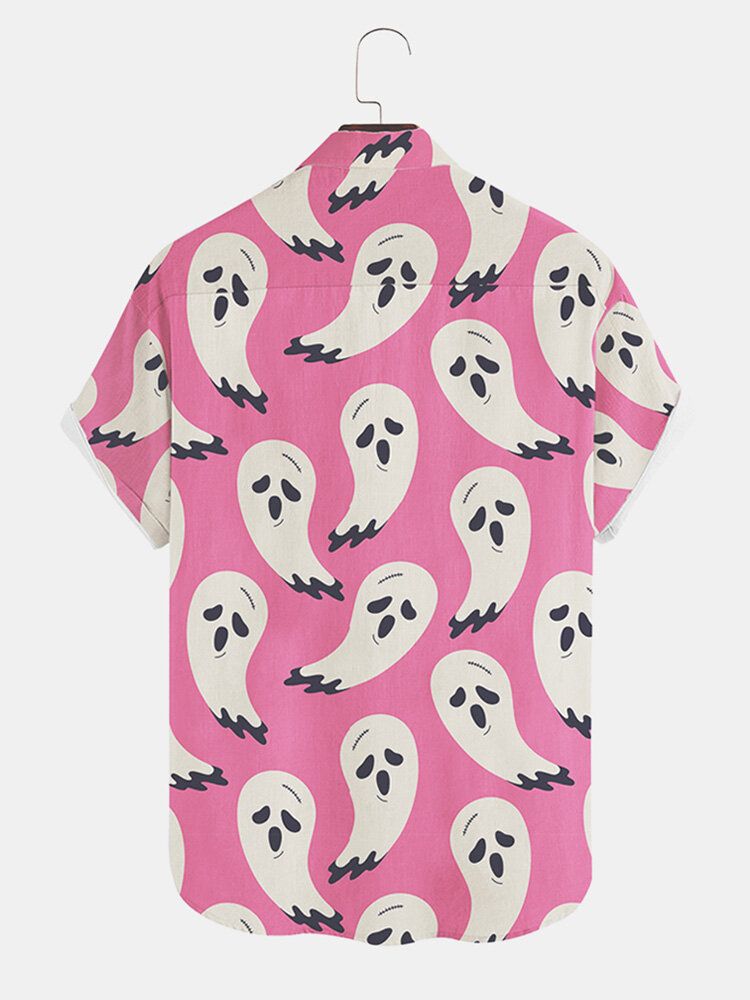 Casual Halloween Ghost Cartoon Skjortor För Män