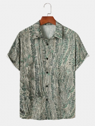 Herr Etniskt Tryck Kortärmad Hawaii Style Casual Skjortor