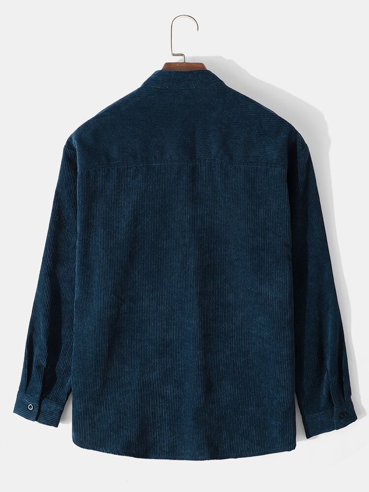Herr Manchester Grandad Collar Casual Långärmade Skjortor